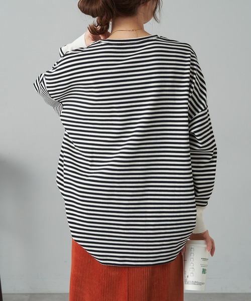 PUAL CE CIN（ピュアルセシン）の「ワンポイントモノグラム刺繍スムース起毛プルオーバー（Tシャツ/カットソー・レディース・ブラック/ブラック系その他/オフホワイト・FREE）」の13枚目の写真