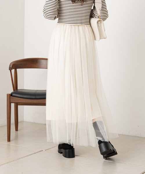 Chico（チコ）の「2WAYチュールボリュームスカート（スカート・レディース・アイボリー/チャコールグレー/ブラック/ライトグレー・FREE）」の7枚目の写真