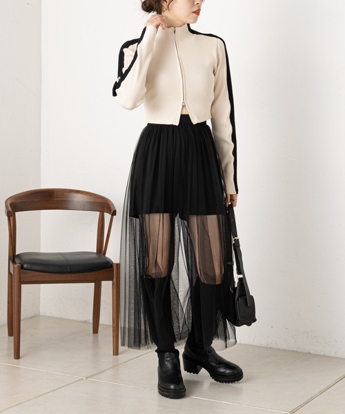 Chico（チコ）の「2WAYチュールボリュームスカート（スカート・レディース・アイボリー/チャコールグレー/ブラック/ライトグレー・FREE）」の18枚目の写真