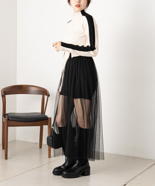 Chico（チコ）の「2WAYチュールボリュームスカート（スカート・レディース・アイボリー/チャコールグレー/ブラック/ライトグレー・FREE）」の21枚目の写真