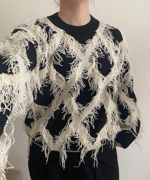 LADY LIKE（レディライク）の「ダイヤ柄フリンジニット（ニット