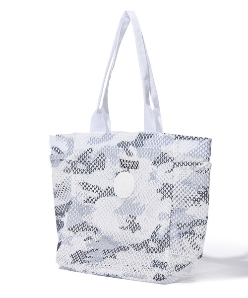 1piu1uguale3 RELAX(ウノピュウノウグァーレトレリラックス)の「【1PIU1UGUALE3 RELAX】MESH TOTE / メッシュトートバッグ(トートバッグ・メンズ・ブラック/ホワイト・FREE)」の1枚目の写真