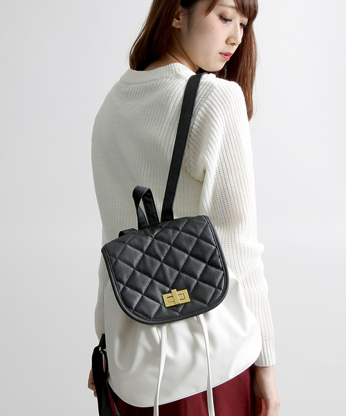 WEGO（ウィゴー）の「WEGO/キルティングリュック（バックパック/リュック・レディース・ブラック/その他1/ワイン/ネイビー/ホワイト・FREE）」の5枚目の写真