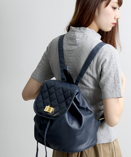 WEGO（ウィゴー）の「WEGO/キルティングリュック（バックパック/リュック・レディース・ブラック/その他1/ワイン/ネイビー/ホワイト・FREE）」の3枚目の写真