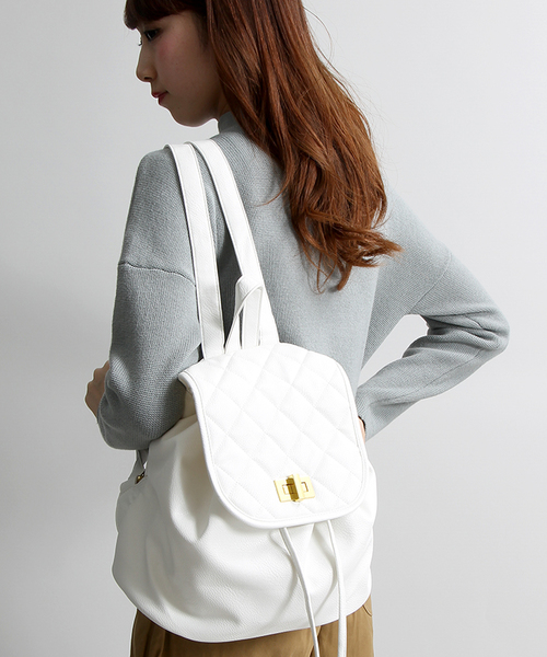 WEGO（ウィゴー）の「WEGO/キルティングリュック（バックパック/リュック・レディース・ブラック/その他1/ワイン/ネイビー/ホワイト・FREE）」の2枚目の写真