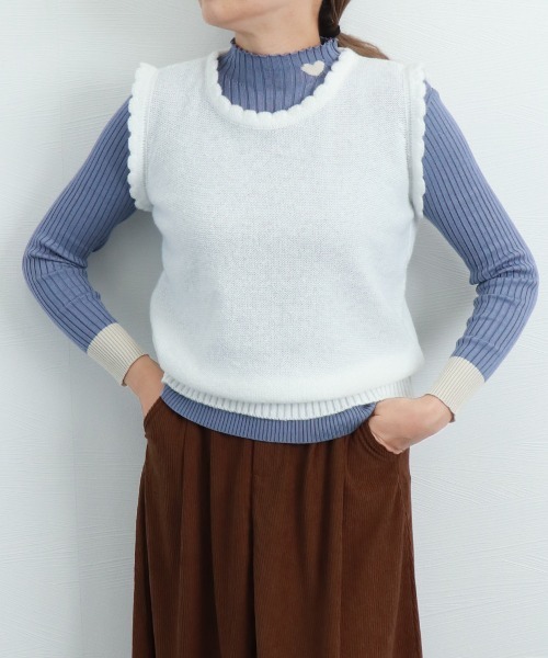 Miniministore(ミニミニストア)の「ニットトップス プチハイネック 配色(ニット/セーター・レディース・ホワイト/ベージュ/ブルー/ブラック・FREE)」の14枚目の写真
