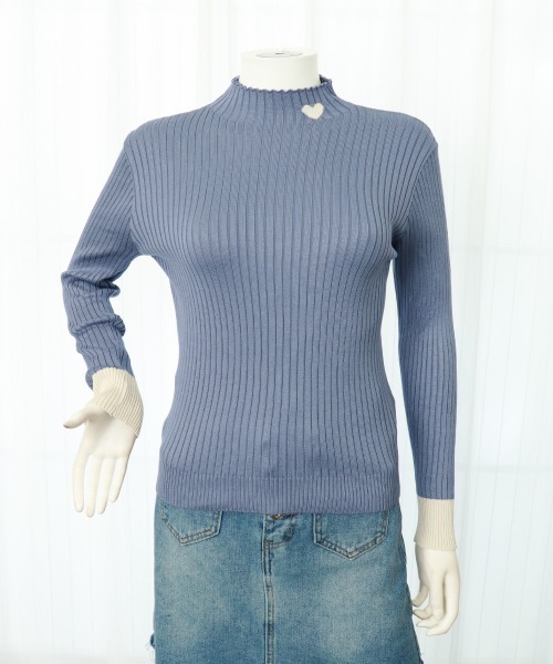 Miniministore(ミニミニストア)の「ニットトップス プチハイネック 配色(ニット/セーター・レディース・ホワイト/ベージュ/ブルー/ブラック・FREE)」の15枚目の写真