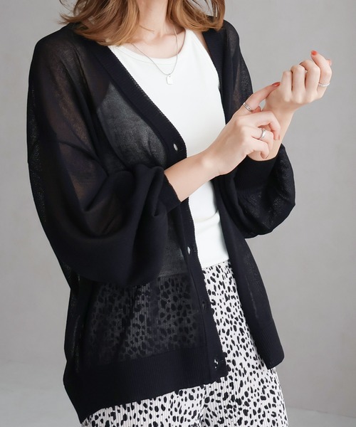 Social GIRL（ソーシャルガール）の「Vネックロングカーデ（カーディガン/ボレロ・レディース・ブラック/オフホワイト/ブルー・M）」の3枚目の写真