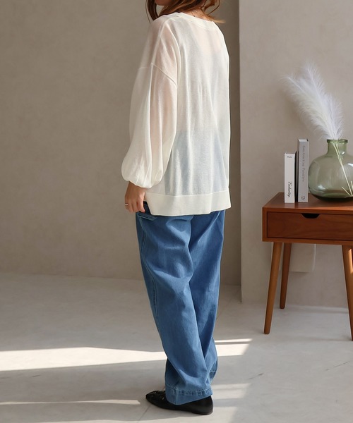 Social GIRL（ソーシャルガール）の「Vネックロングカーデ（カーディガン/ボレロ・レディース・ブラック/オフホワイト/ブルー・M）」の21枚目の写真