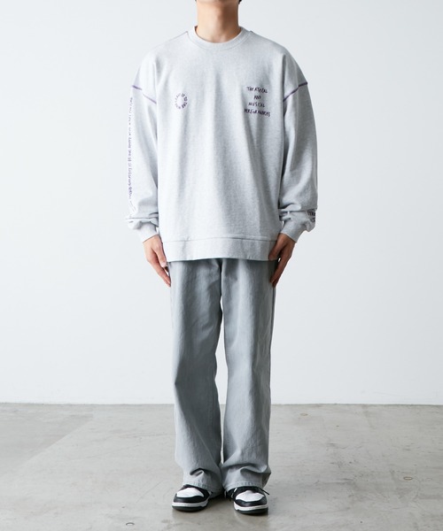 SOUNDSGOOOOD（サウンズグッド）の「【SOUNDS GOOOOD / サウンズグッド】ランダム刺繍裏毛プリントスウェット（スウェット・メンズ・ブルー/ライトグレー/オレンジ/ブラック・ONE SIZE）」の8枚目の写真