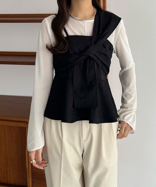 EBONY Camellia カメリアモチーフ　ジャガード織りビスチェ EBONY Camellia カメリアモチーフ ジャガード織りビスチェ
