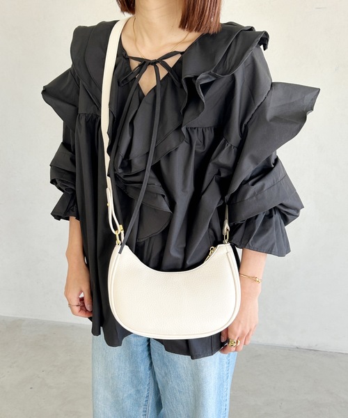 MYMOOD.（マイムード）の「2WAY PUハーフムーンバッグ（ハンドバッグ・レディース・ブラック/アイボリー・FREE）」の21枚目の写真