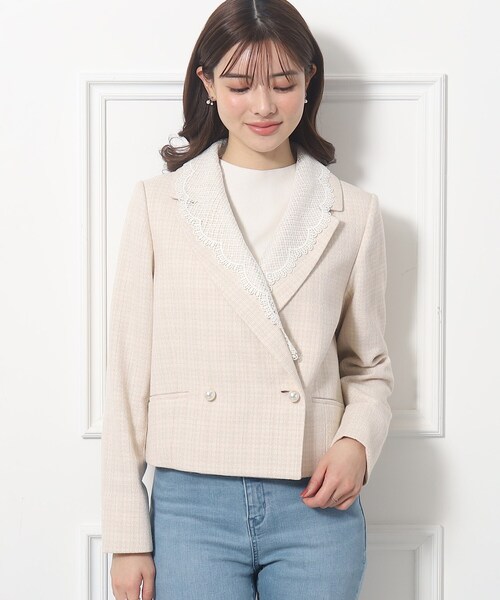 couture brooch（クチュールブローチ）の「◆レース衿付きアソート ショートジャケット（テーラードジャケット・レディース・アイボリー系3/ブラウン系その他/ブラウン系その他7/アイボリー系5・38/42）」の8枚目の写真