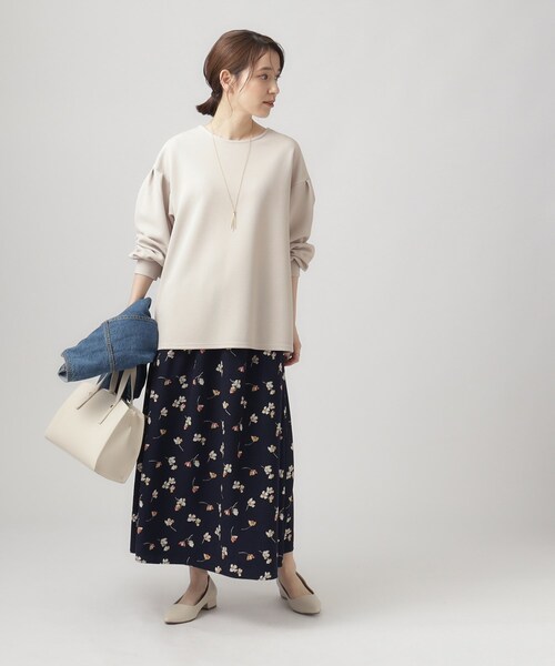 DRESKIP（ドレスキップ）の「◆【２点セット】アクセサリー付きお袖タックトップス（Tシャツ/カットソー・レディース・ライトグレー/ブラック/ブルー/オフホワイト・04/03/02）」の8枚目の写真