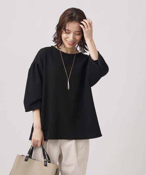 DRESKIP（ドレスキップ）の「◆【２点セット】アクセサリー付きお袖タックトップス（Tシャツ/カットソー・レディース・ライトグレー/ブラック/ブルー/オフホワイト・04/03/02）」の11枚目の写真