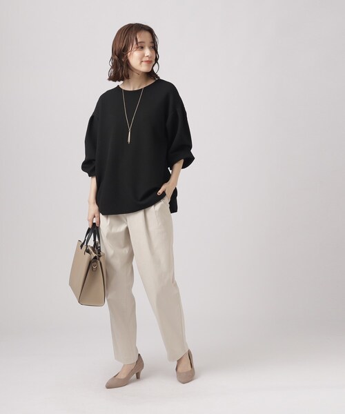 DRESKIP（ドレスキップ）の「◆【２点セット】アクセサリー付きお袖タックトップス（Tシャツ/カットソー・レディース・ライトグレー/ブラック/ブルー/オフホワイト・04/03/02）」の14枚目の写真