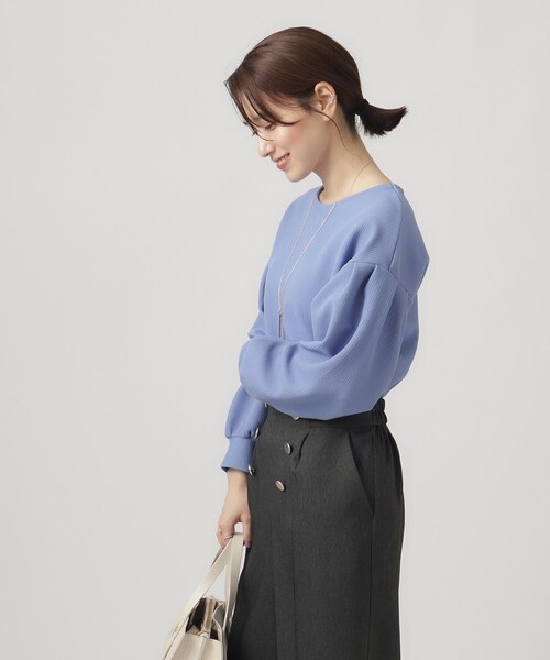 DRESKIP（ドレスキップ）の「◆【２点セット】アクセサリー付きお袖タックトップス（Tシャツ/カットソー・レディース・ライトグレー/ブラック/ブルー/オフホワイト・04/03/02）」の22枚目の写真