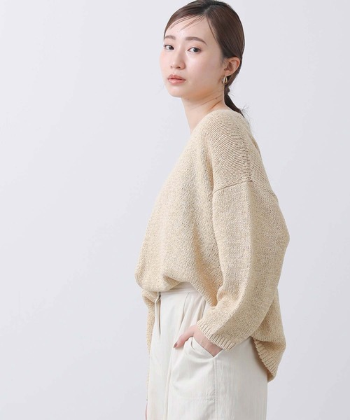 【新品】Gready Brilli ant L i混テープヤーン Vネックニット Gready Brilliant（グレディブリリアン）の「Li混テープヤーン