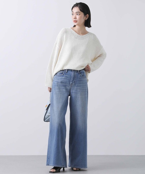 【新品】Gready Brilli ant L i混テープヤーン Vネックニット Gready Brilliant（グレディブリリアン）の「Li混テープヤーン