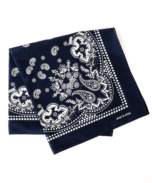 NOLLEY'S goodman（ノーリーズグッドマン）の「BANDANA SCARF PAISLEY バンダナスカーフ（バンダナ/スカーフ・メンズ・ブラウン系その他/ネイビー・FREE）」の4枚目の写真
