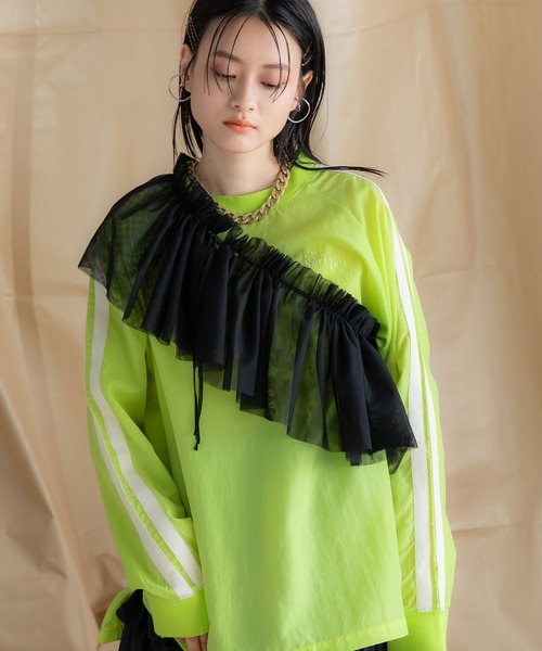 bohmal(ボマール)の「スリーブラインナイロンロンT(Tシャツ/カットソー・レディース・ブラック/ライム/ホワイト・FREE)」の3枚目の写真