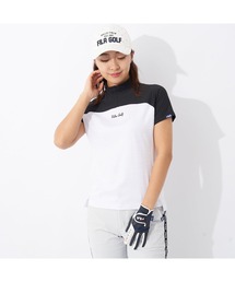 FILA GOLF（フィラゴルフ ）の「FILA GOLF/フィラゴルフ ゴルフウェア ブランド ロゴ 吸汗速乾 UVカット 半袖 変形 ラグランスリーブ モックネックシャツ（Tシャツ/カットソー・レディース）」