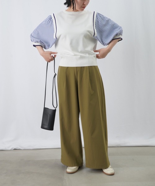 ニット セーター LC/LLL ドッキングカーディガン/ストライプ切替カーディガン レディース LADY LUCK LUCA ニット セーター LC/LLL ドッキングカーディガン
