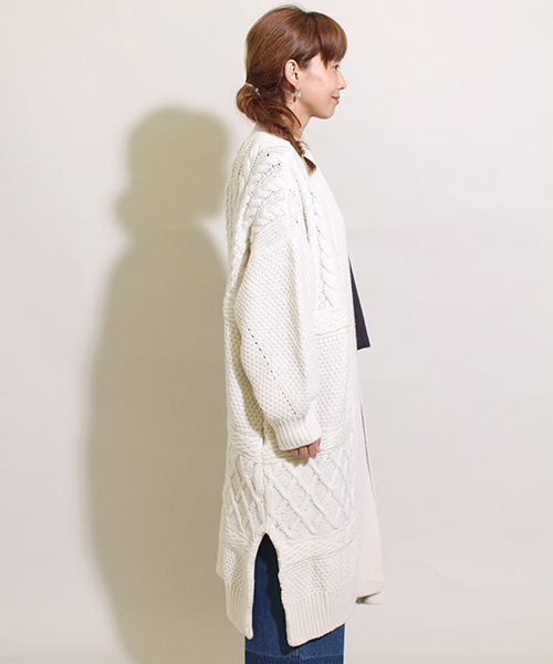 Kastane（カスタネ）の「切り替えざっくりニットガウン（その他アウター・レディース・アイボリー/グレー/ライトグレー・FREE）」の7枚目の写真
