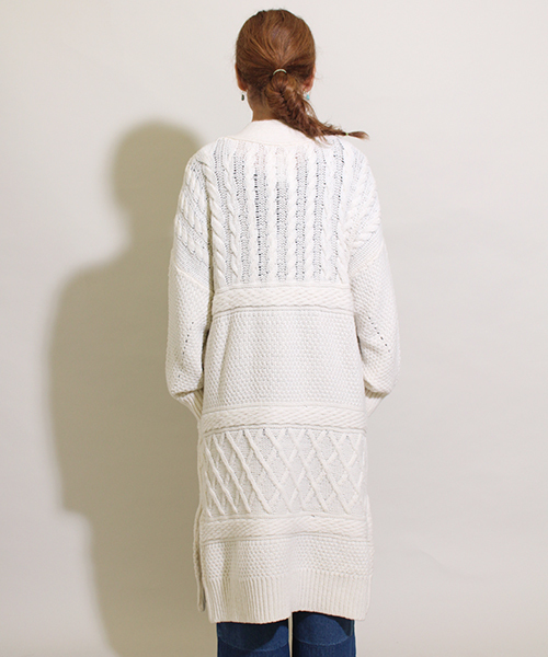 Kastane（カスタネ）の「切り替えざっくりニットガウン（その他アウター・レディース・アイボリー/グレー/ライトグレー・FREE）」の8枚目の写真