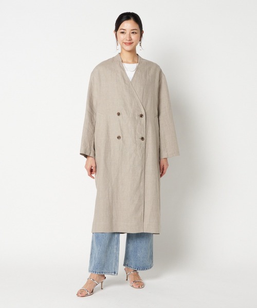 HELIOSPOLE ベージュ ドンゴロスコート 38 HELIOPOLE（エリオポール）の「DUNGAREES LINEN LONG COAT