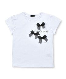 BeBe | オーガンジーリボンモノトーンTシャツ(90~150cm)(Tシャツ/カットソー)