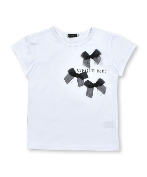 BeBe(ベベ)の「オーガンジーリボンモノトーンTシャツ(90~150cm)(Tシャツ/カットソー・キッズ・ブラック/ホワイト・90cm/110cm/100cm/120cm/130cm/140cm/150cm)」の16枚目の写真