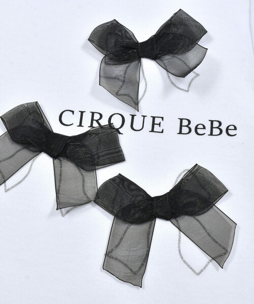 BeBe(ベベ)の「オーガンジーリボンモノトーンTシャツ(90~150cm)(Tシャツ/カットソー・キッズ・ブラック/ホワイト・90cm/110cm/100cm/120cm/130cm/140cm/150cm)」の19枚目の写真