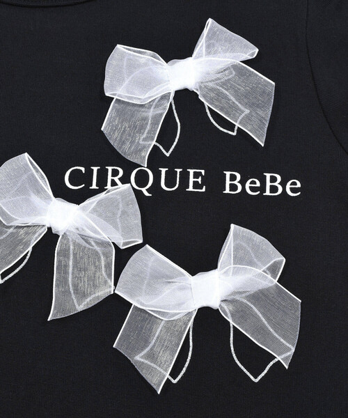 BeBe(ベベ)の「オーガンジーリボンモノトーンTシャツ(90~150cm)(Tシャツ/カットソー・キッズ・ブラック/ホワイト・90cm/110cm/100cm/120cm/130cm/140cm/150cm)」の9枚目の写真