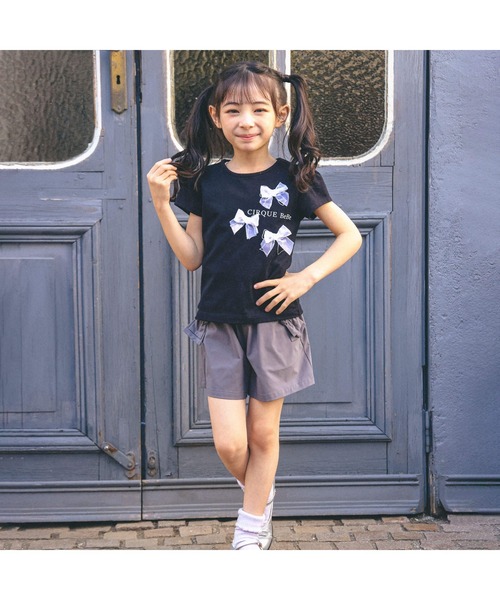 BeBe(ベベ)の「オーガンジーリボンモノトーンTシャツ(90~150cm)(Tシャツ/カットソー・キッズ・ブラック/ホワイト・90cm/110cm/100cm/120cm/130cm/140cm/150cm)」の20枚目の写真