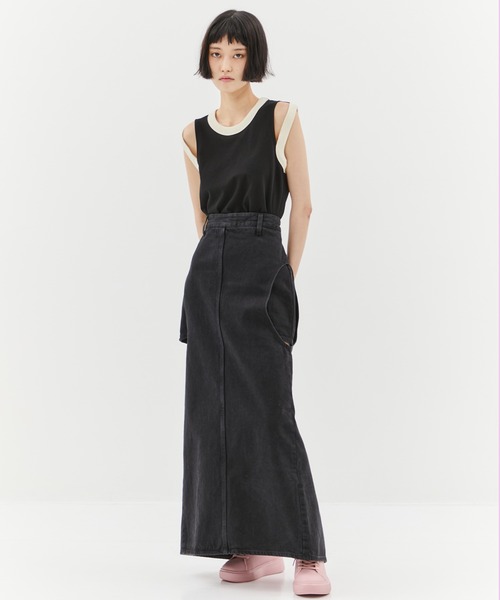 CLANE サークルカットレイヤードデニムスカート CLANE/クラネ】CIRCLE CUT LAYERED DENIM SKIRT/サークルカット