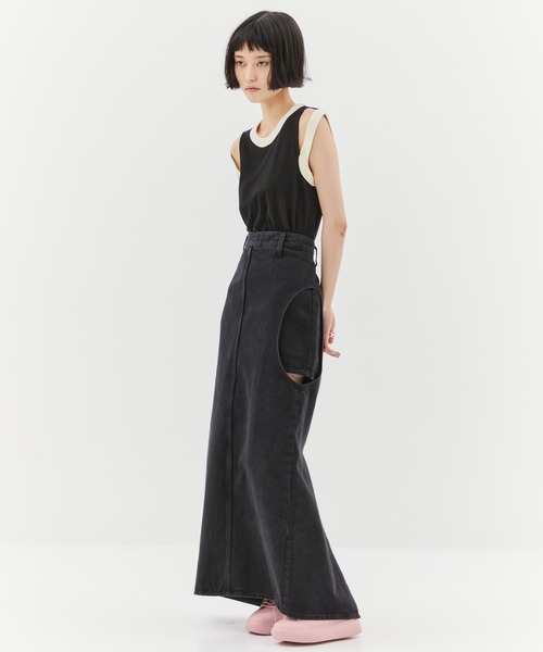CLANE/クラネ】CIRCLE CUT LAYERED DENIM SKIRT/サークルカット