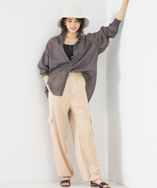 abahouse mavie（アバハウスマヴィ）の「コットンナイロンハット(ストラップ付)（ハット・レディース・ライトグレー/ブラック・フリー）」の3枚目の写真