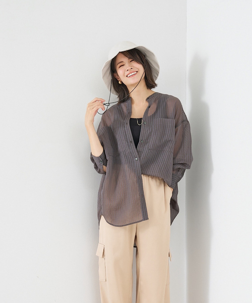 abahouse mavie（アバハウスマヴィ）の「コットンナイロンハット(ストラップ付)（ハット・レディース・ライトグレー/ブラック・フリー）」の4枚目の写真