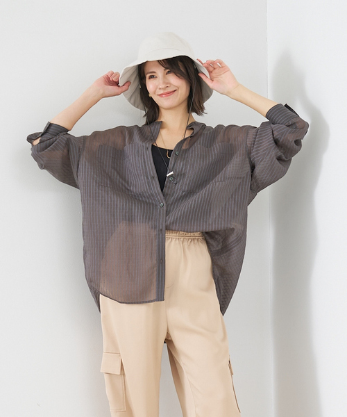 abahouse mavie（アバハウスマヴィ）の「コットンナイロンハット(ストラップ付)（ハット・レディース・ライトグレー/ブラック・フリー）」の5枚目の写真