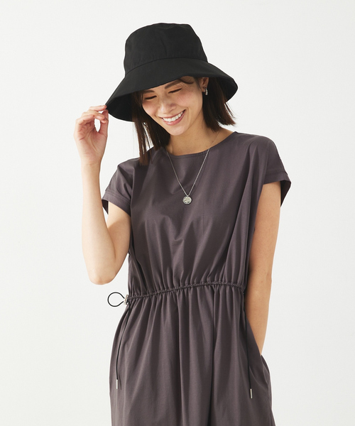 abahouse mavie（アバハウスマヴィ）の「コットンナイロンハット(ストラップ付)（ハット・レディース・ライトグレー/ブラック・フリー）」の8枚目の写真