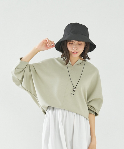 abahouse mavie（アバハウスマヴィ）の「コットンナイロンハット(ストラップ付)（ハット・レディース・ライトグレー/ブラック・フリー）」の9枚目の写真