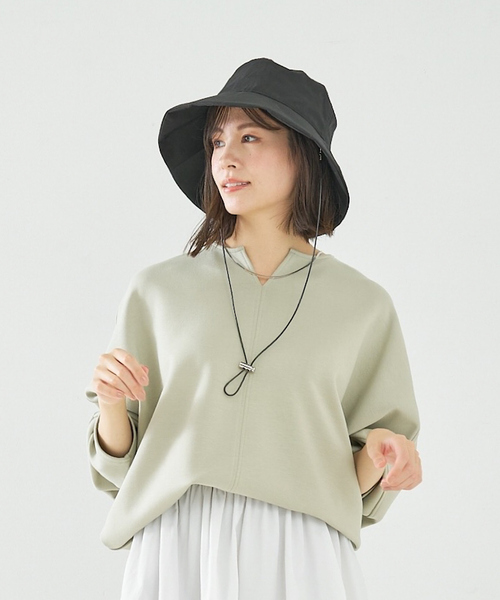 abahouse mavie（アバハウスマヴィ）の「コットンナイロンハット(ストラップ付)（ハット・レディース・ライトグレー/ブラック・フリー）」の10枚目の写真