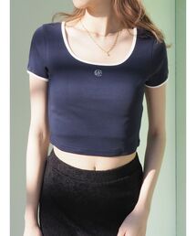 EVRIS | ラインストーンリンガーショートTシャツ(Tシャツ/カットソー)