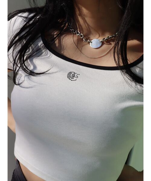 EVRIS（エヴリス）の「ラインストーンリンガーショートTシャツ（Tシャツ/カットソー・レディース・ピンク/ネイビー/ホワイト/ブラック・FREE）」の11枚目の写真