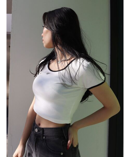 EVRIS（エヴリス）の「ラインストーンリンガーショートTシャツ（Tシャツ/カットソー・レディース・ピンク/ネイビー/ホワイト/ブラック・FREE）」の19枚目の写真