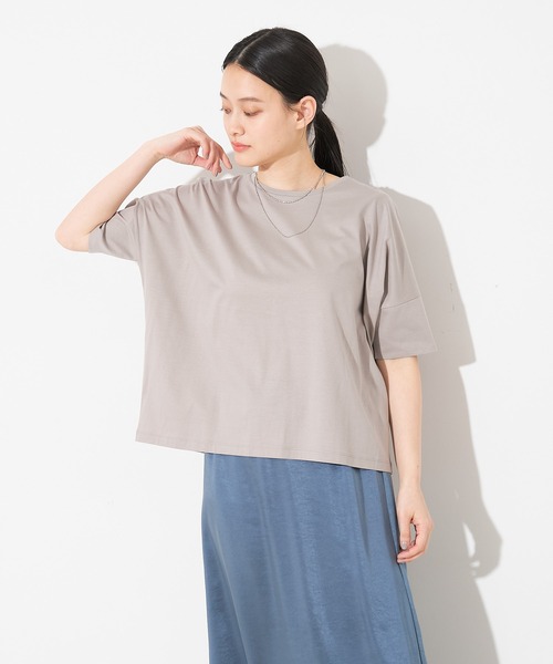 collex(コレックス)の「【接触冷感・UVカット】コンパクトクールTシャツ(Tシャツ/カットソー・レディース・ライトブルー/ブラック/オレンジ系その他/チャコールグレー/ホワイト/グレイッシュベージュ/イエロー・フリー)」の4枚目の写真