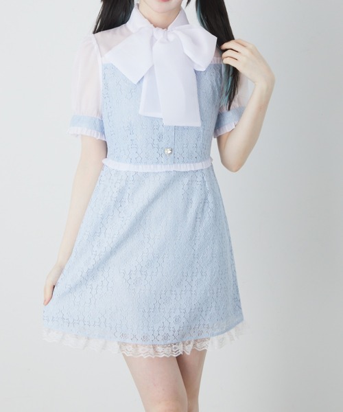 【セール】レースリボンタイワンピース（ワンピース）｜Ank Rouge（アンクルージュ）