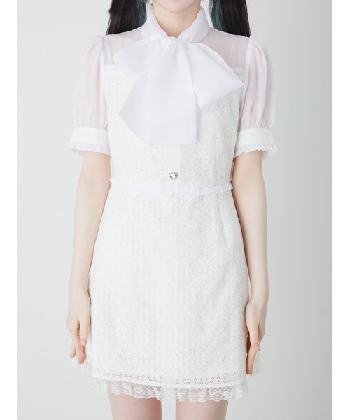 【セール】レースリボンタイワンピース（ワンピース）｜Ank Rouge（アンクルージュ）