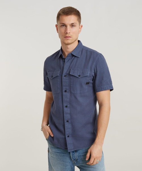 G-STAR（ジースター）の「MARINE SLIM SHIRT/カラーデニムシャツ（シャツ/ブラウス・メンズ・グリーン系その他/ベージュ系その他/ブルー系その他・LARGE/MEDIUM/SMALL/X-LARGE/X-SMALL）」の3枚目の写真